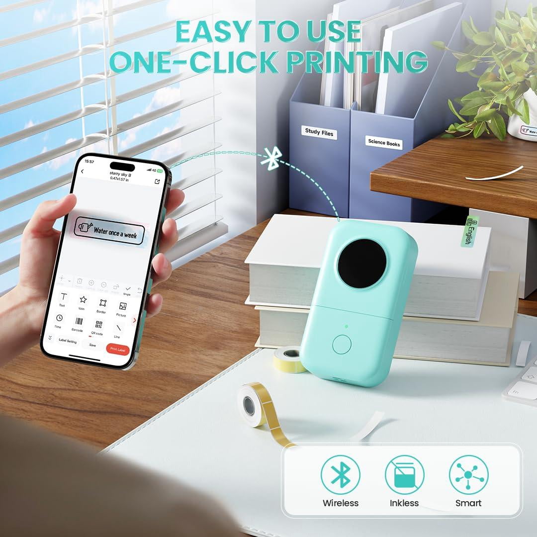 Label Maker  D30 Portable Machine With Tape Small Mini Printer Multiple Templates Fonts Icon Labeler For Home School Office