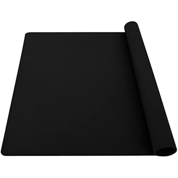 1.5MM Extra Thick Placemats Extra Large Silicone Mat 28" x 20" Heat Resistant Mat for Kitchen Countertop Protector, Washable Place Mats Silicone Mats ， Black,