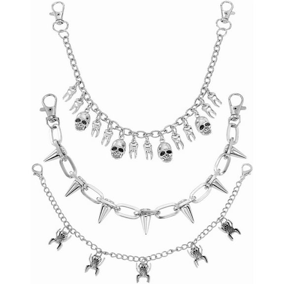 1 Set 3Pcs 3 Styles Halloween Alloy Purse Chains with Charms Platinum 302~304mm 1pc/style