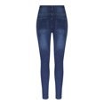 thumbnail image 7 of Women'S Ripped Skinny Jeans Solid Color Essentials Mid Rise Destroyed Skinny Jeans Blue M, 7 of 7