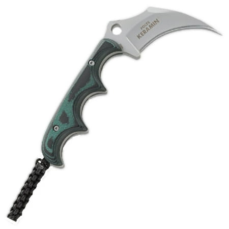 - CRKT Minimalist Kermin 2389 Compact Fixed Blade with 5Cr13Mov Kerambit Bead Blast Plain Edge Blade and Polished Resin Infused Fabric Handle Scales with Woven Handle Fob with Molded Sheath and Lanyard