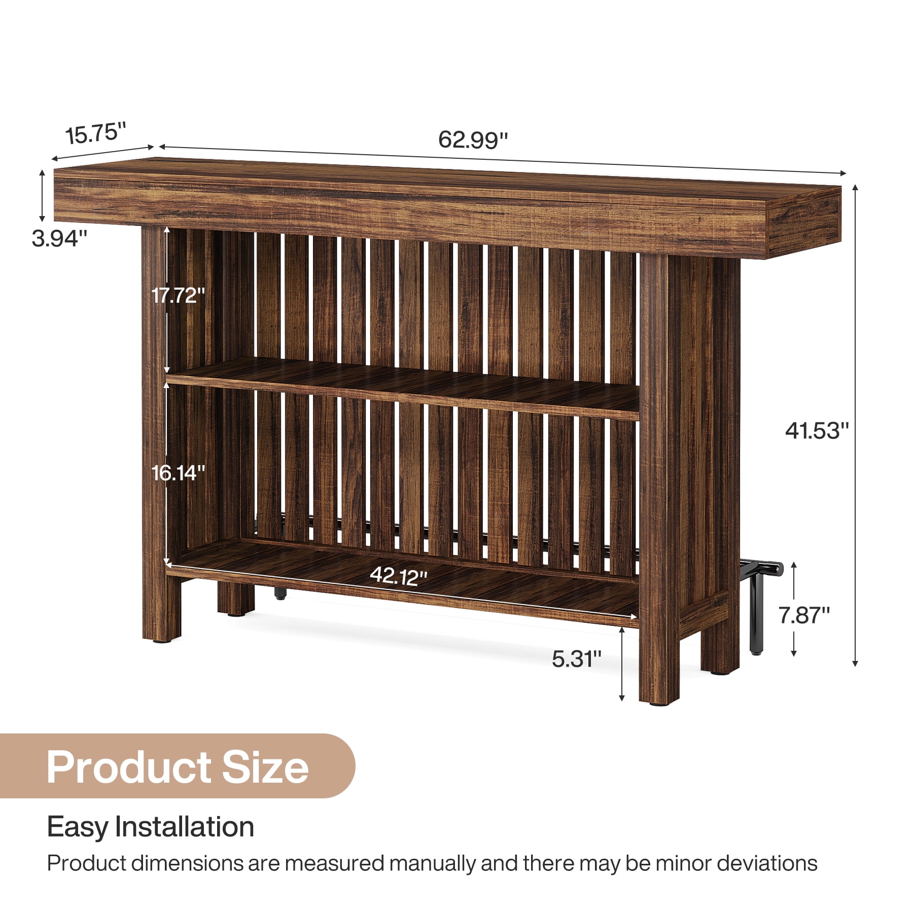 Tribesigns Home Bar Unit, Modern 2-Tier Bar Table with Footrest, Corner Mini Coffee Bar Cabinet for Home Kitchen Pub, Brown