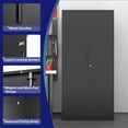 thumbnail image 5 of 72" H Metal Storage Cabinet,Metal Garage Storage Cabinet with Doors and 4 Adjustable Shelves,Steel Locking Cabinets for Home Office,Garage,School,Black, 5 of 14