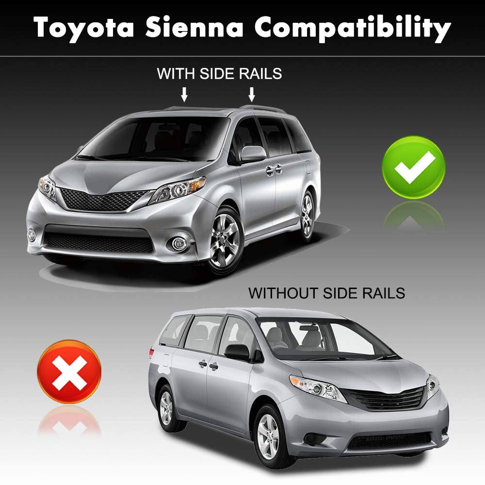 For 11-18 Toyota Sienna Aluminum Black Car Roof Top Cross Bar Luggage Cargo Rack