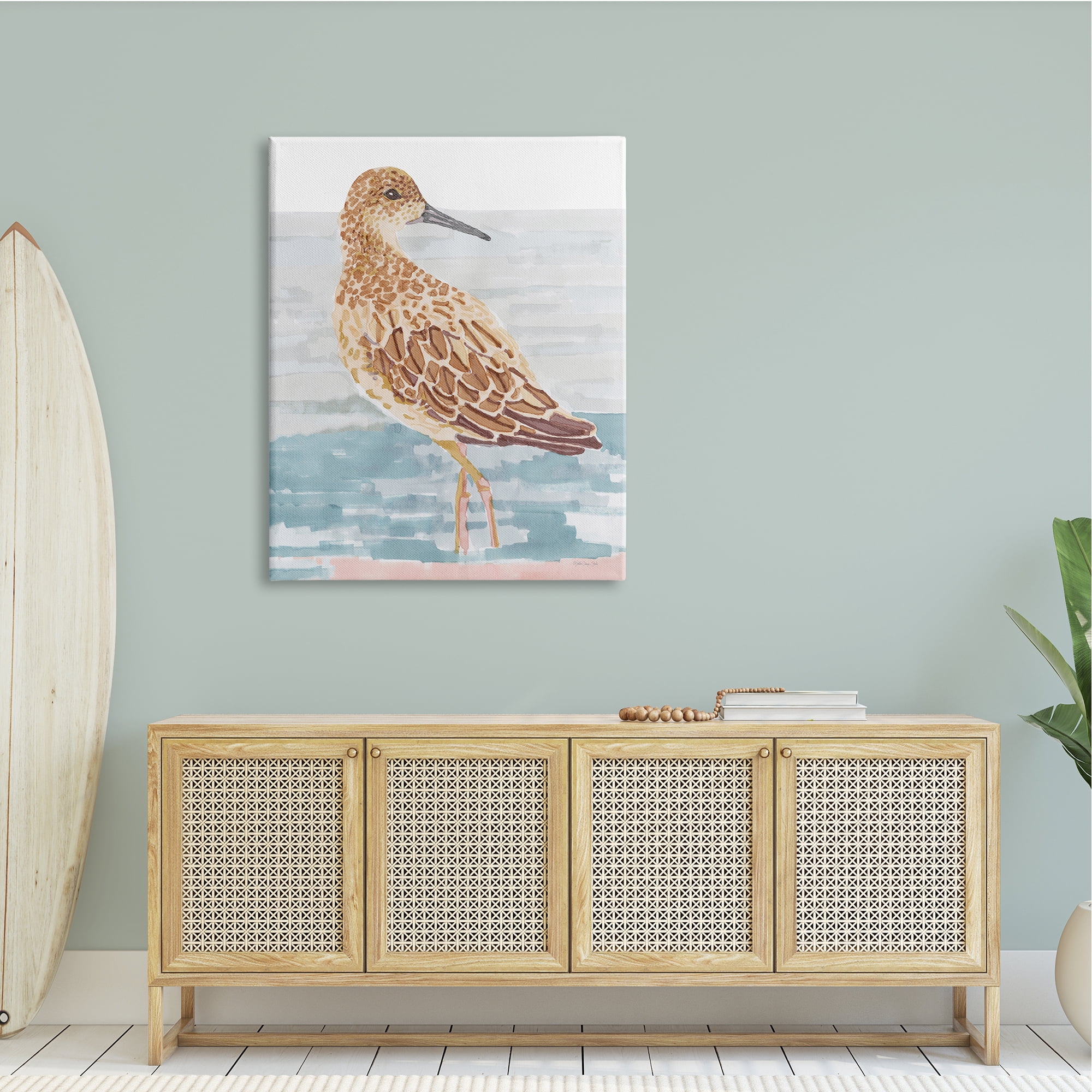 Stupell Industries Posing Herring Seagull Sea Shoreline Bird Painting,36 x 48, Design by Stellar Design Studio