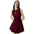 thumbnail image 3 of Robe Courte Trapèze Sans Manches pour Femmes Été à Nouer devant Boîte de Nuit Fête Nœud - Robes Courtes à Fermeture Éclair Rouge Vin P, 3 of 10