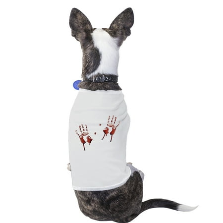 Bloody Handprints White Pet Halloween Shirt Gift For Small Pet Only