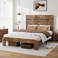 thumbnail image 6 of Wooden Queen Bed Frame with 49.9" Tall Headboard, Rustic Farmhouse Platform Bedframe with Wood Slat Support, No Box Spring Needed, Sturdy and Noise Free, Easy Assembly, Brown, 6 of 10
