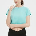 thumbnail image 2 of cfhntfmh Hauts de Gym pour Femmes T-Shirts à Manches Courtes Col Rond Crop Tops T-Shirt Basique Hauts d'Entraînement Athlétiques, 2 of 3