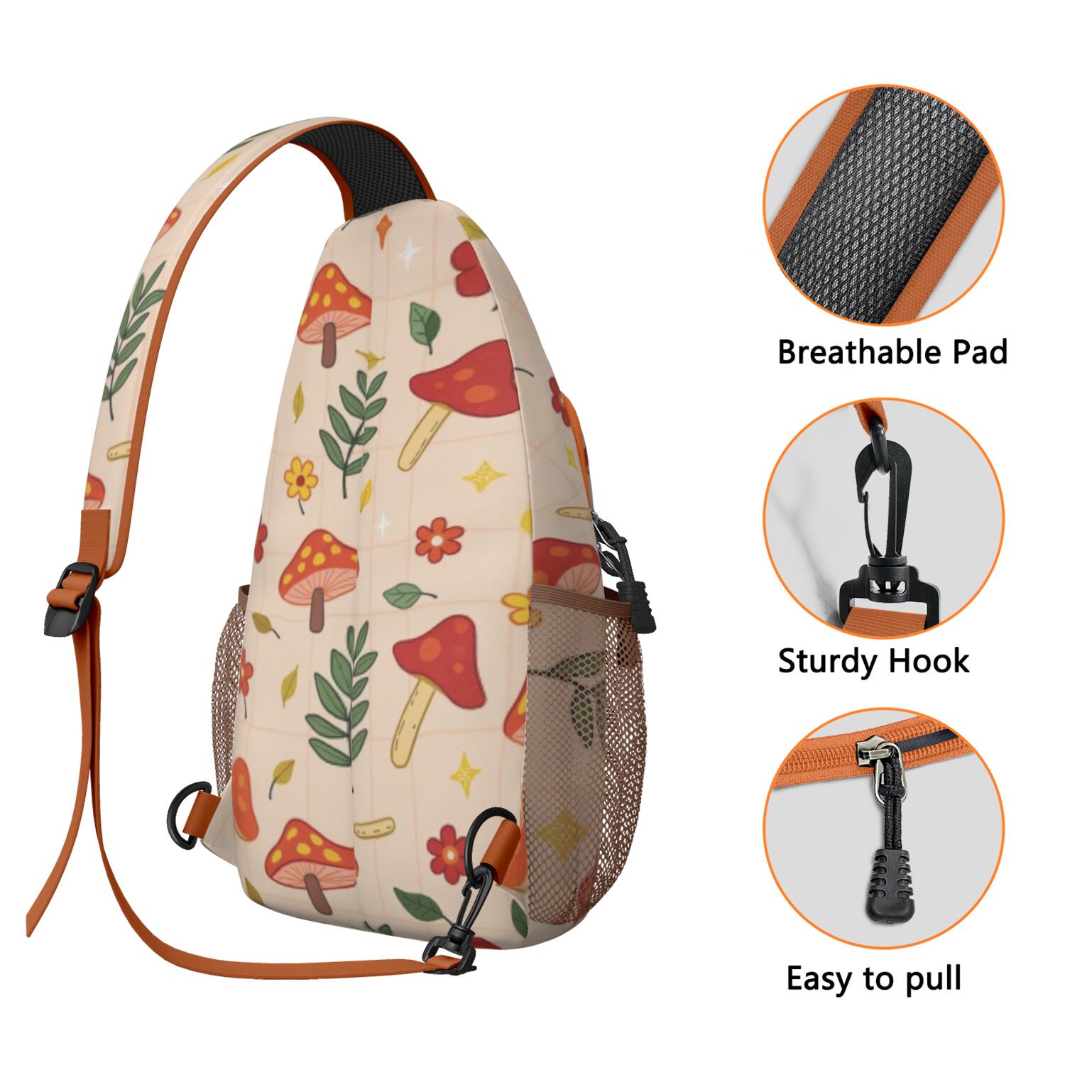 Travel Sling Bag Mushroom Hiking Sling Backpack Casual Bag for Men Women