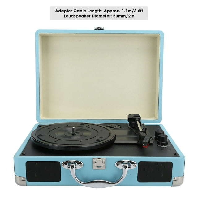 Maleta con reproductor de discos de vinilo, altavoz portátil, tocadiscos, enchufe de 33/45/78 RPMUS, 100-240V