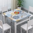 thumbnail image 3 of Square Table Cover with Elastic Closure, 34x34 Inch Bohemian Floral Tablecloth for Patio Kitchen and Dining Room, 3 of 6