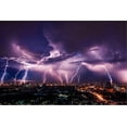 thumbnail image 2 of Art.com Lightning Storm over City in Purple Light Stretched Canvas Print Wall Art by Vasin Lee, 36" x 24", 2 of 4