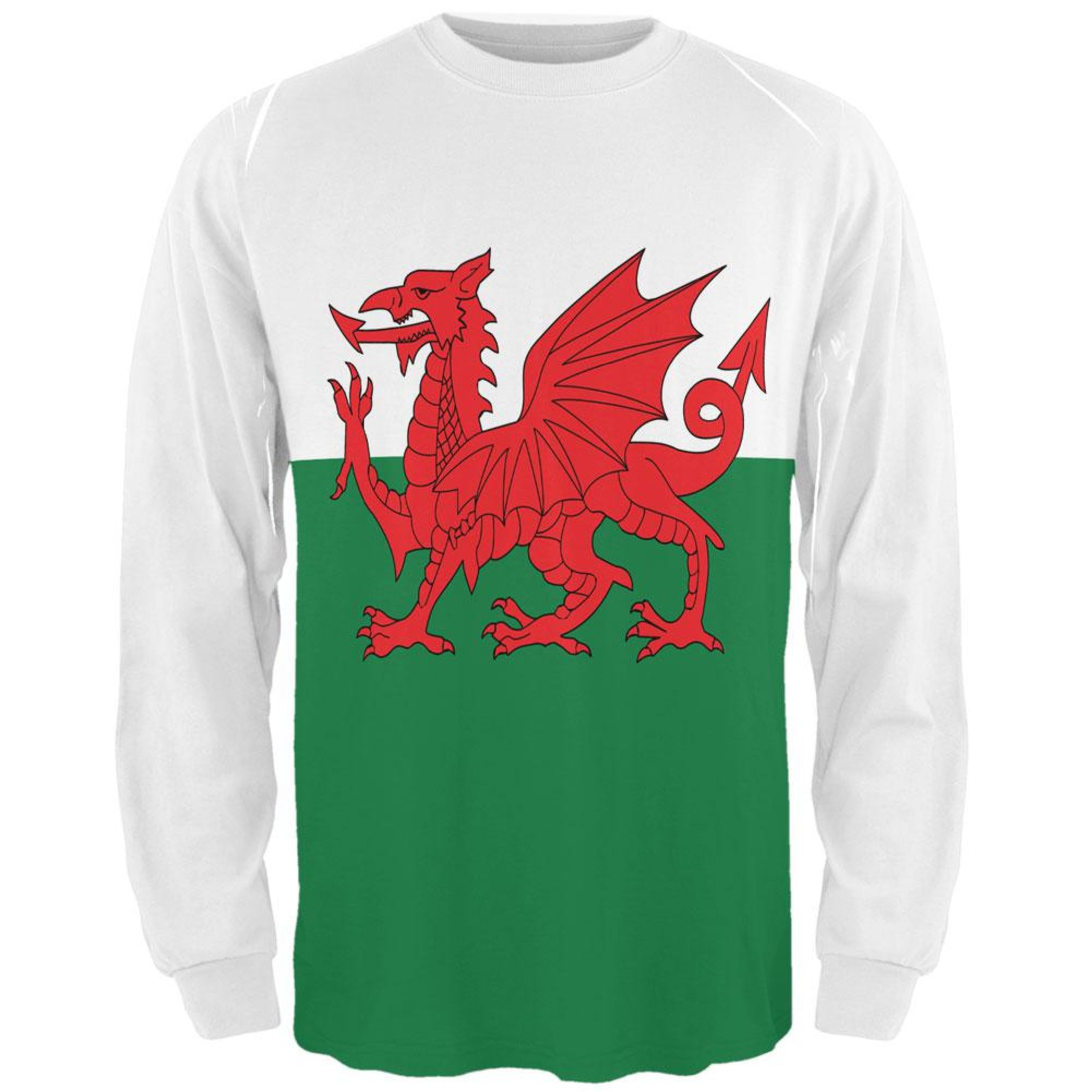 Welsh Flag All Over Adult Long Sleeve T-Shirt