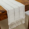 thumbnail image 4 of TETOU Boho Table Runner with Macrame Tassels 72 Inches Long Farmhouse Bohemian Table Runner Beige White Dining Rustic Home Decor, 4 of 7