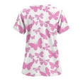 thumbnail image 3 of Alkepwun Scrubs for Women Pink Ribbon Heart Printed Nurse Working Uniform Casual Short Sleeve Breast Cancer Shirts V-Neck Scrub Tops with Pockets, 3 of 3