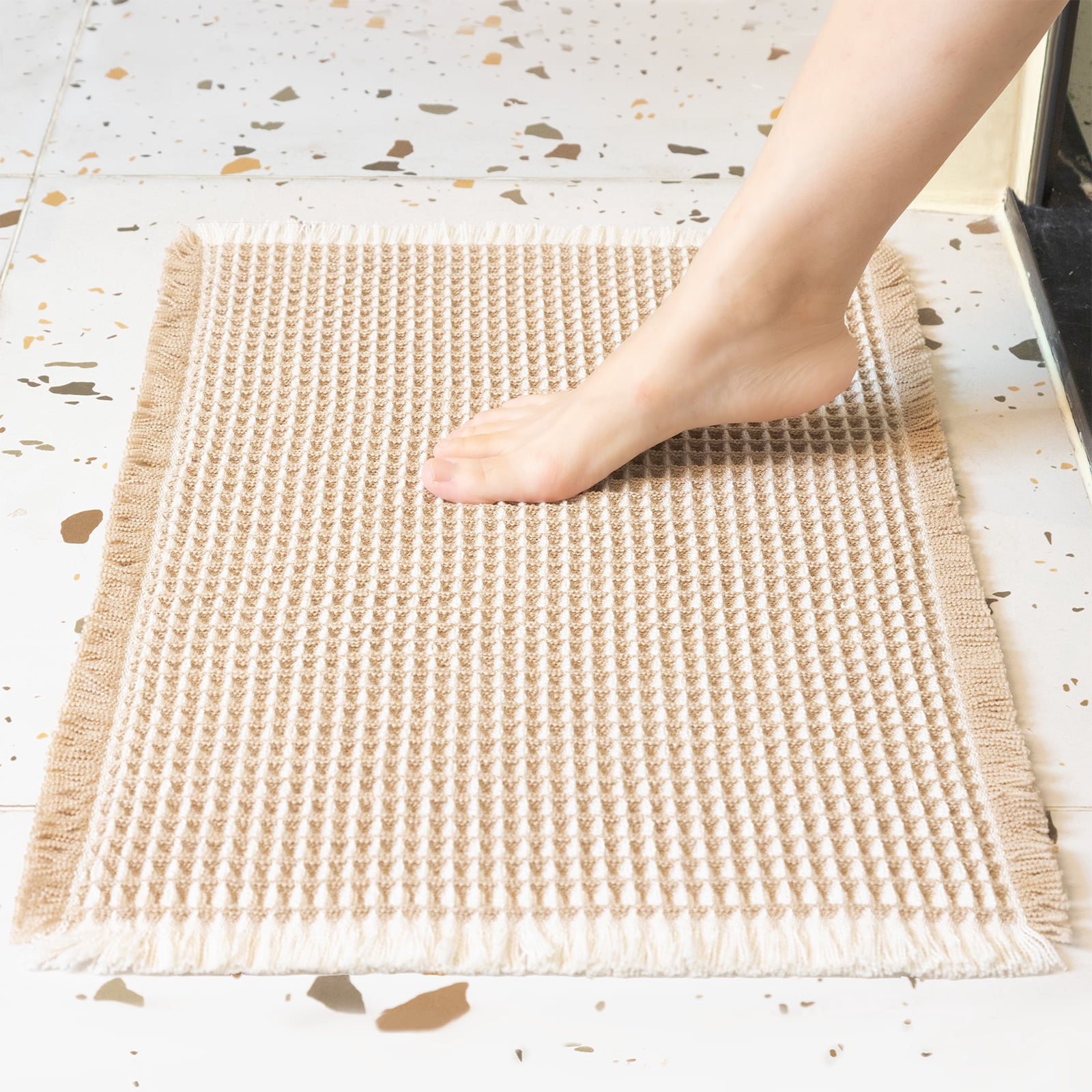 Large Waffle Bath Mat, Ultra Absorbent Bathroom Rugs, 31.5"x19.7"