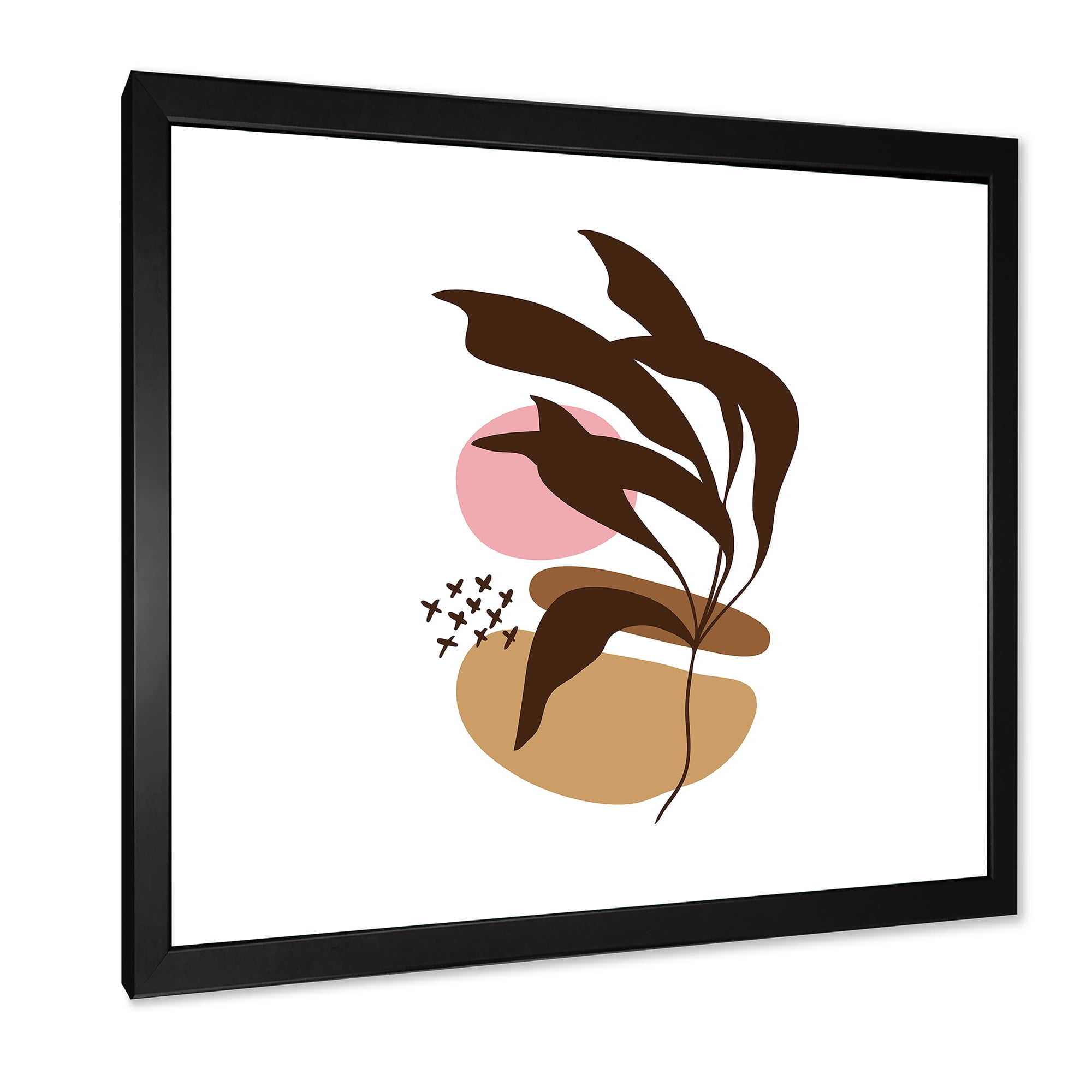 Designart 'Abstract Plants With Elementary Shapes' Modern Framed Art Print