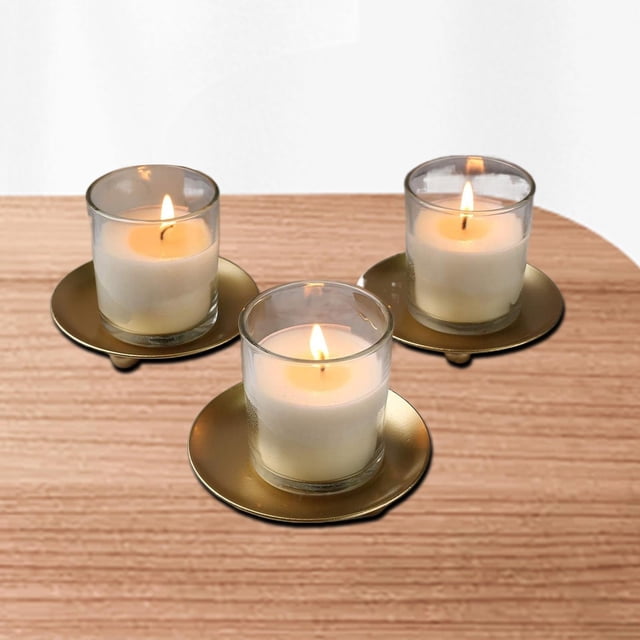 3 candelabros de hierro, bandeja para velas, candelabro redondo, plato decorativo para cena de inauguración de la casa, vela de SPA, cumpleaños Oro