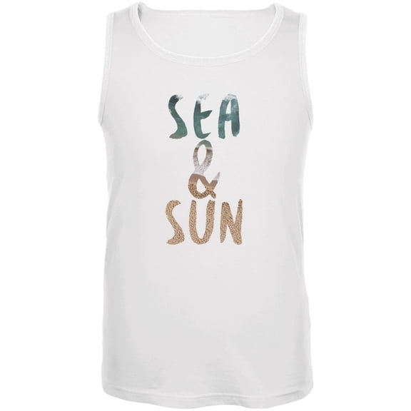 Sea & Sun Summer Beach White Adult Tank Top - 3X-Large