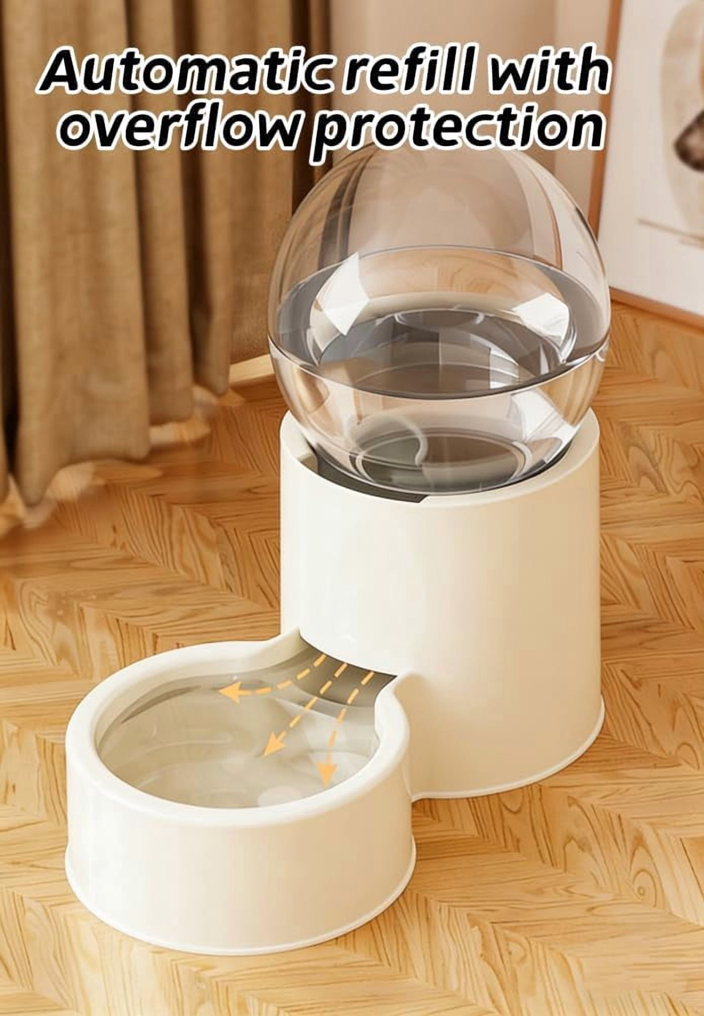 Gravity Pet Food Feeder & Water Dispenser Set, Automatic Self-Dispensing Pet Feeder Bowl, 2-Pack for Cats, Small Dogs, Puppies and Kittens (Beige A)