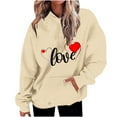thumbnail image 2 of BLTIBY Valentine's Day Sweatshirt Hoodies for Women Printed Long Sleeve Round Neck Shirt Fashion Pullover Tops with Pockets Beige 3XL, 2 of 5
