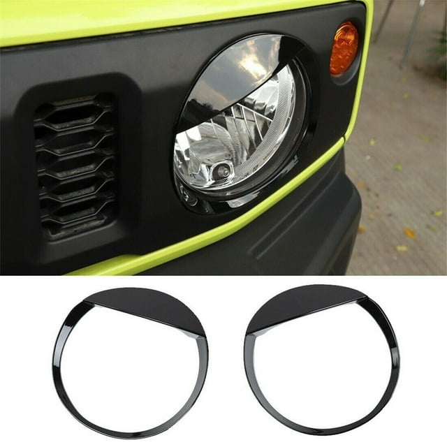 Negro ABS Frente Del Auto Enojado Cubierta de la Lámpara Del Faro Borde para Suzuki Jimny 2 Puertas 4 Puertas 2019-2025 Luz de Cabeza Lámpara Faro Decoración Cubierta Borde 2 Pzas
