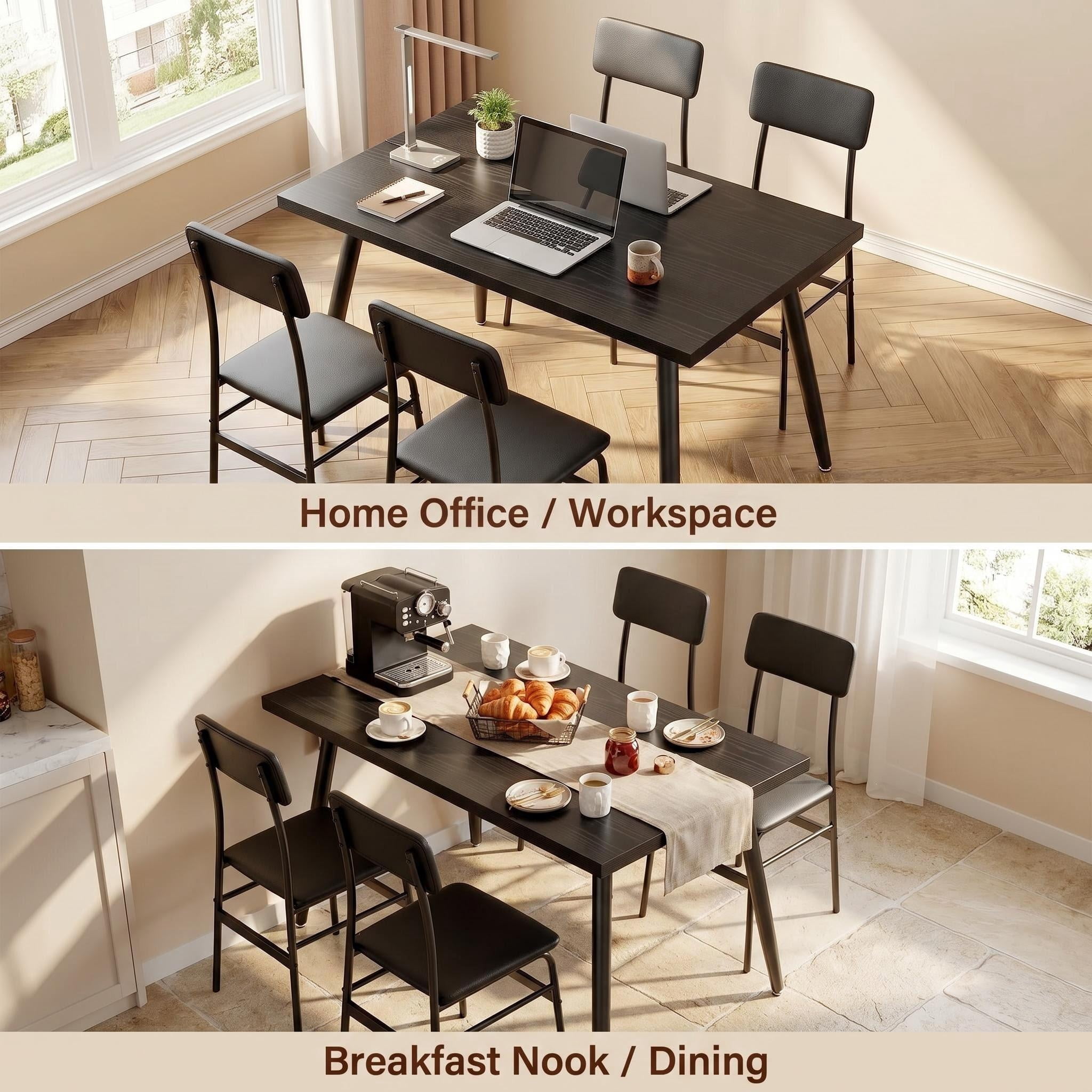 Dining Table Set for 4, Lofka Modern Kitchen Table and 4 Chairs for Small Spaces & Breakfast Nook, Black