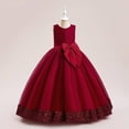 thumbnail image 2 of mgoYE Party Dress for Girls Flower Girl Dress for Wedding Tulle Floor Length Princess formal Prom Party Pageant Dance Ball Gown(Red,12-13 Years), 2 of 9