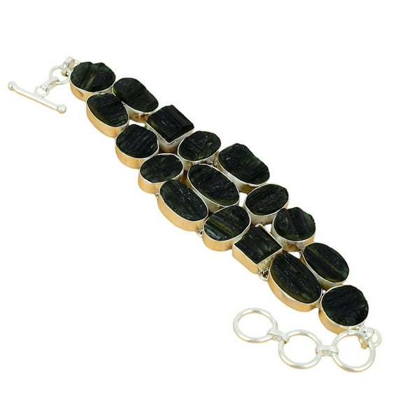 Black Tourmaline Bracelet 925 Sterling Silver | Handmade Protective Crystal Gemstone Jewelry for Her