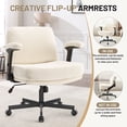 thumbnail image 3 of Criss Cross Chair with Flip-up Armrests, Wide Cross Legged Office Chair, Fabric Ergonomic Desk Chair with Wheels, Lumbar Support, Swivel Vanity Chair for Home Office, Bedroom, Study, 3 of 8