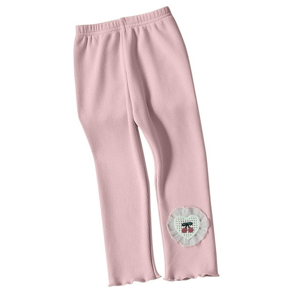 Eltusu Girls Leggings, Stretch Elastic Waist Cotton Casual Winter Pants Pink Size 5 T