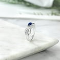 thumbnail image 4 of Gem Stone King 925 Sterling Silver Lab Grown Diamond and Blue Created Sapphire and White Created Sapphire Infinity Promise Ring for Women | 1.09 Cttw | Oval 6X4MM | Gemstone April Birthstone | Size 8, 4 of 5