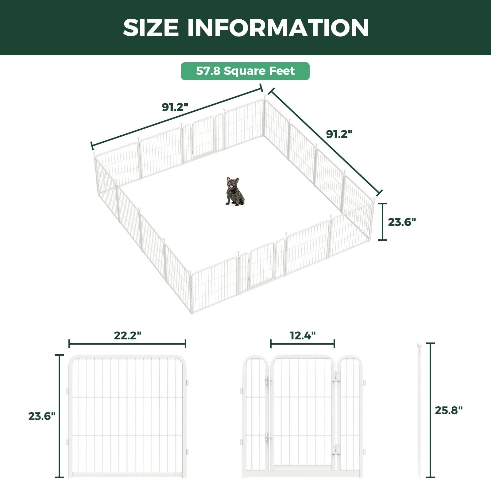 FXW Aster Dog Playpen Designed for Courtyard, RV Camping, 24" 16 Panels for Small Dogs, White