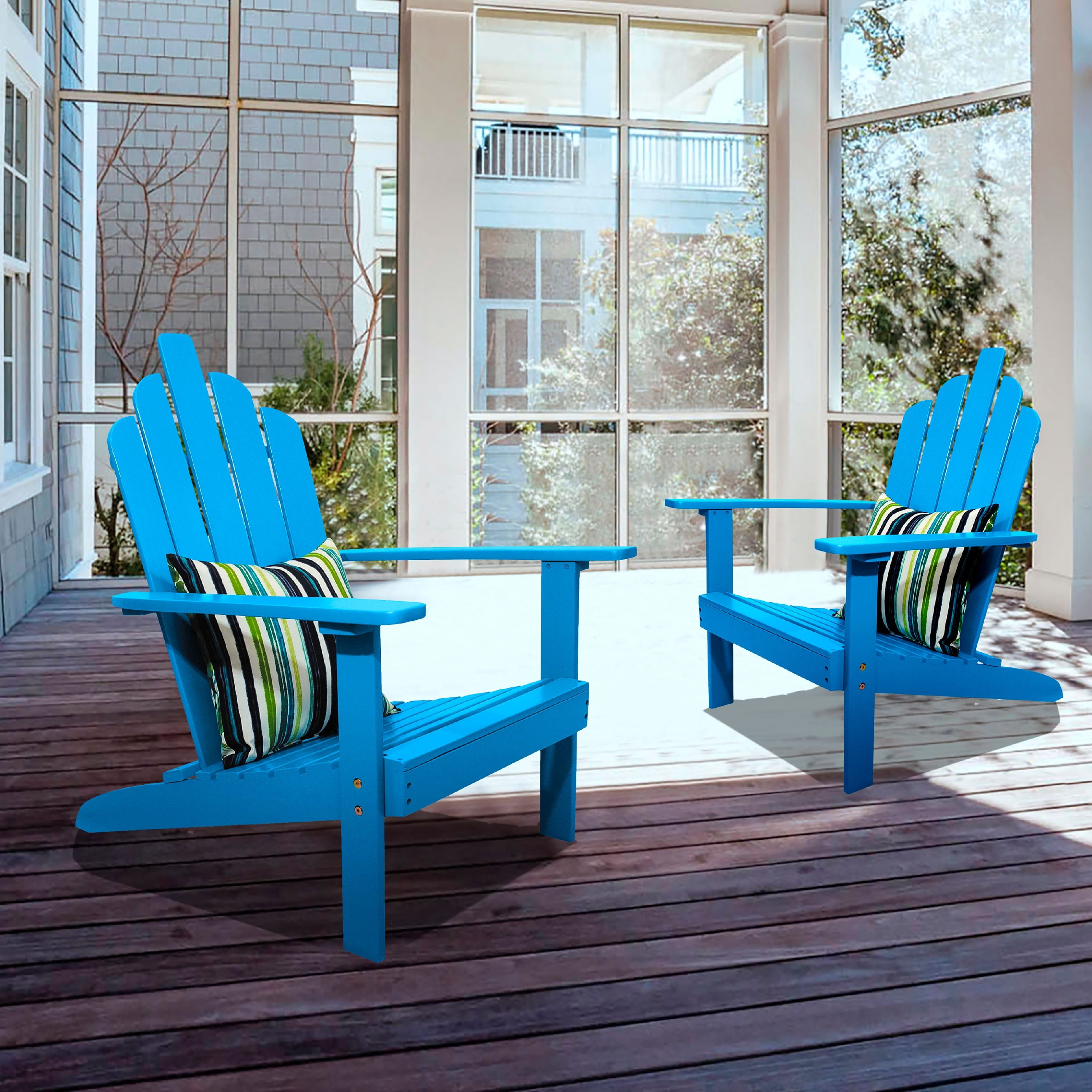 Bellville Outdoor Patio Wood Adirondack Chair (2-Pack), Turquoise - Walmart.com - Walmart.com