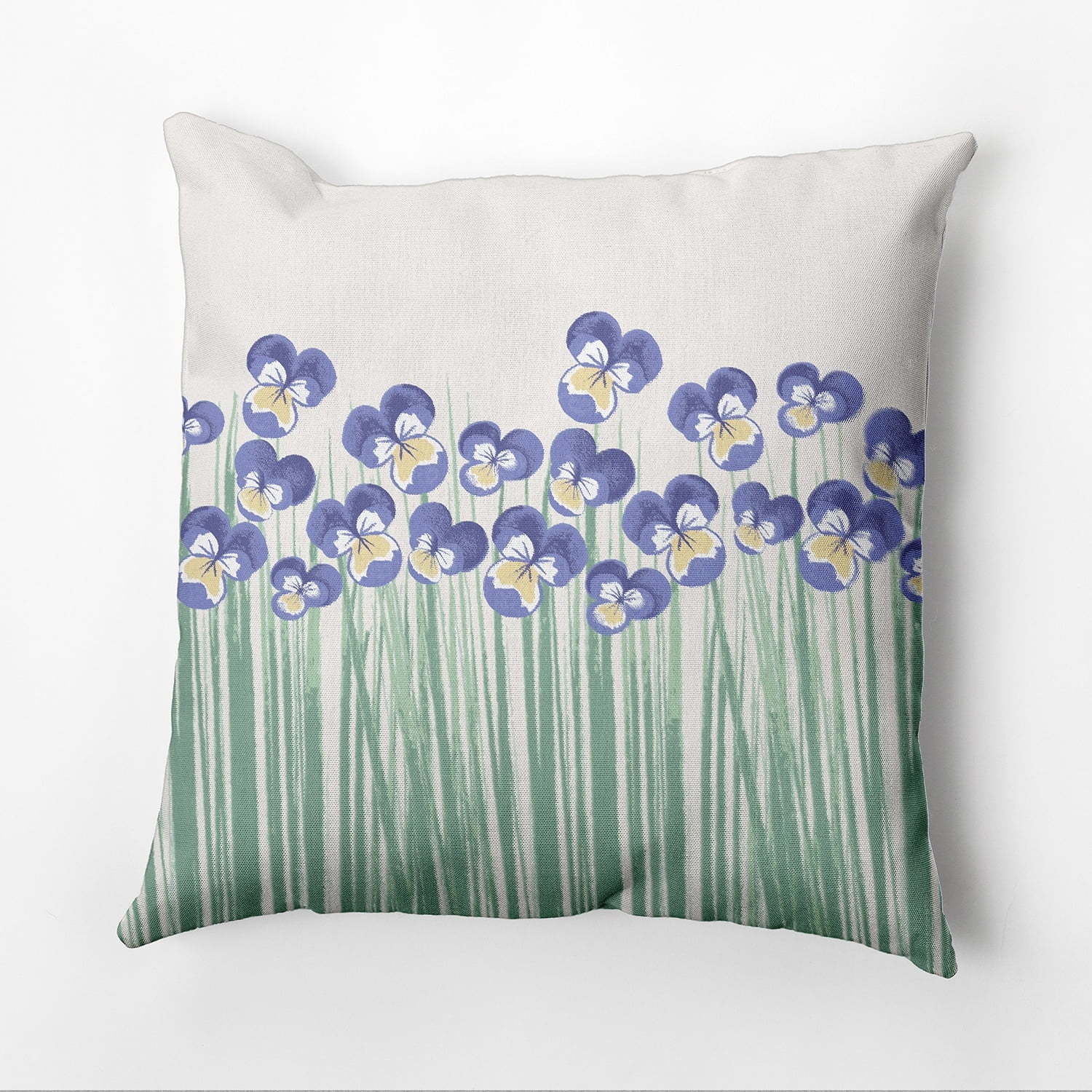 Simply Daisy Field of Pansies Outdoor Pillow, Orange/Green/White, 14 in x 20 in