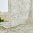 thumbnail image 4 of Linen Farmhouse Curtains for Living Room 108 Inch Length Floral Print Window Curtains Semi Sheer Drapes for Bedroom Country Light Filtering Curtain Grommet Top 2 Panels Green on Beige, 4 of 7