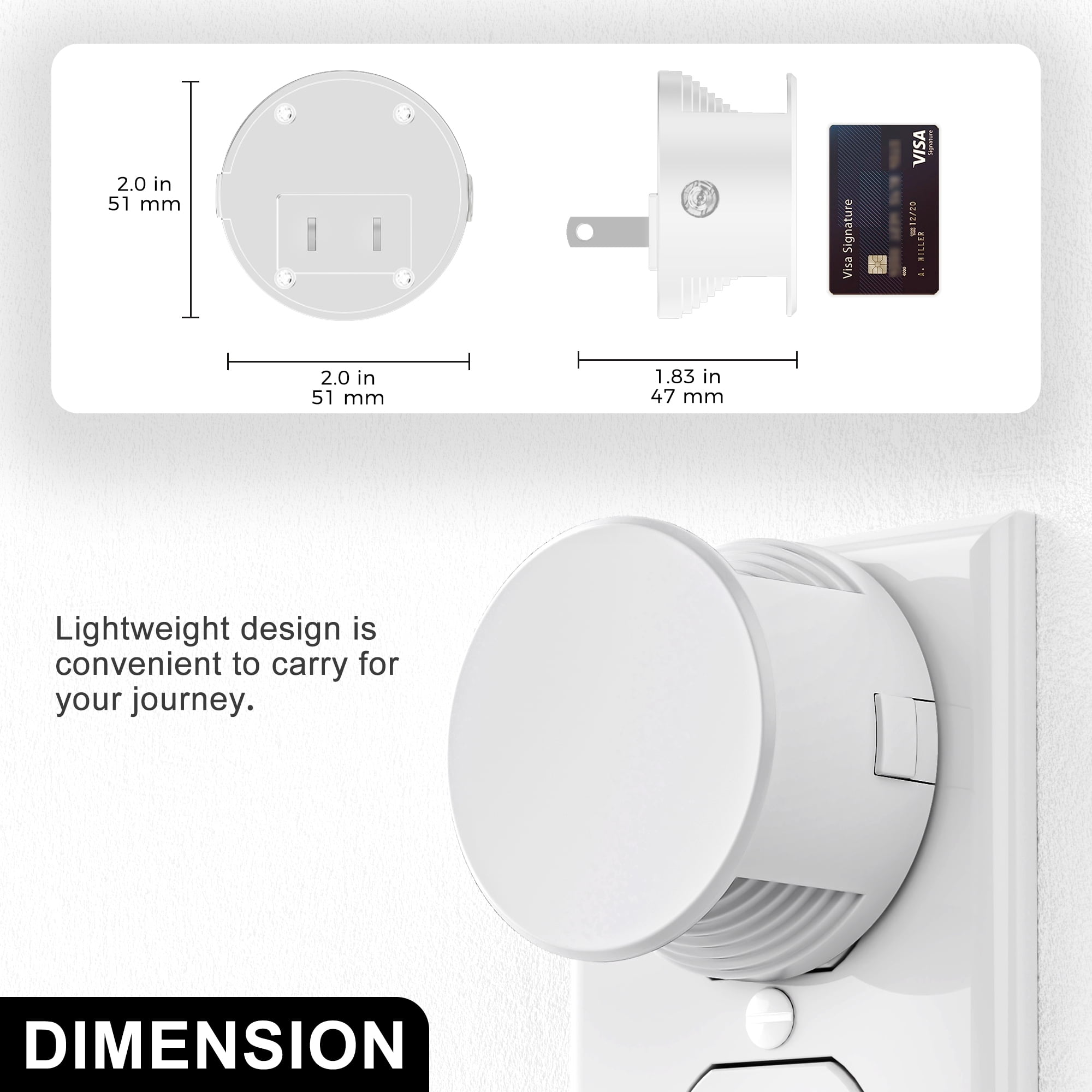 YANSUN 2-Pack 1-Watt Integrated LED Plug in Round Wall-Like Night Light with Light Sensor, Warm White 3000K, Button Adjustable for Bedroom Living Room