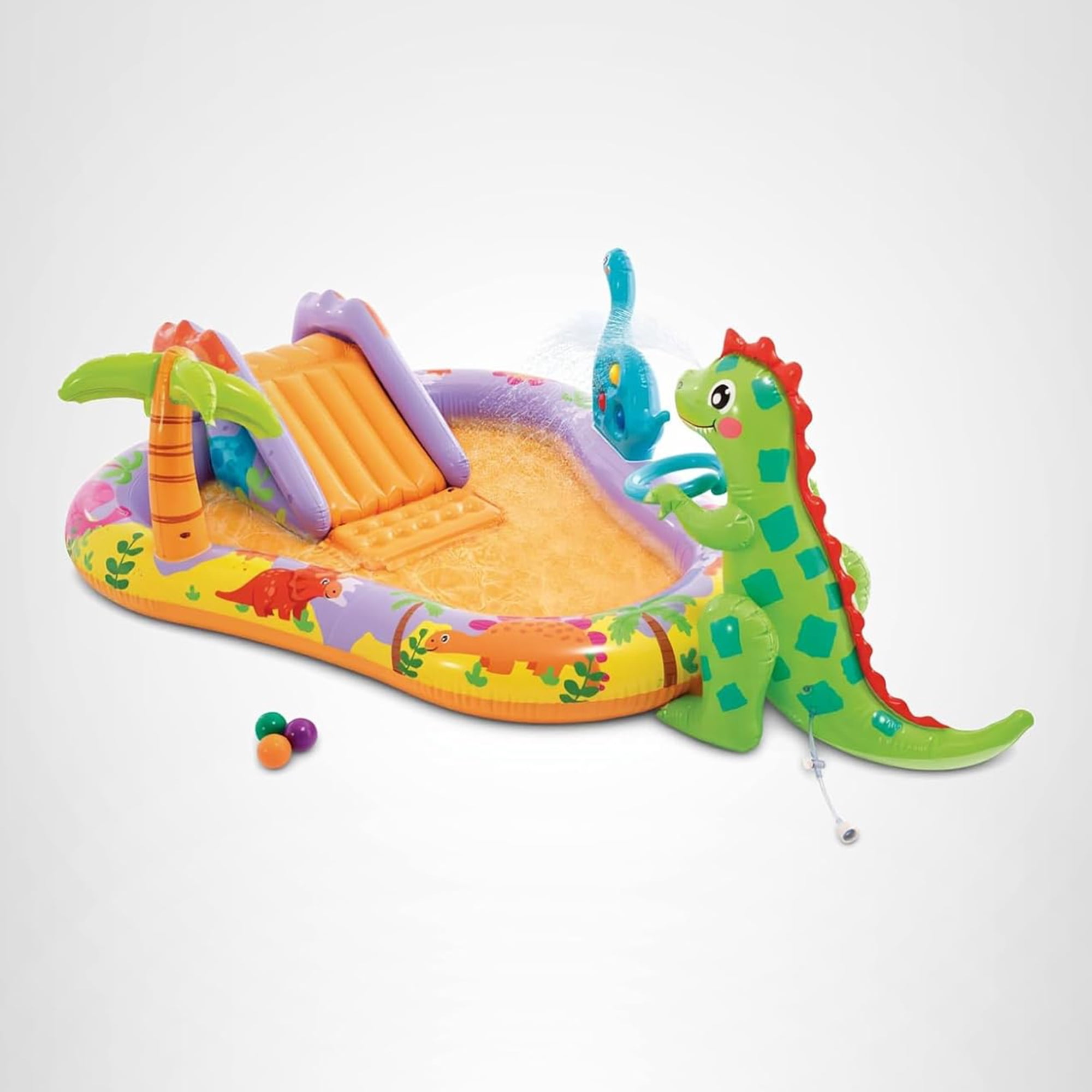 INTEX Dino Park Inflatable Kiddie Pool, Kids Play Center w/ Sprayer, Slide, & Splash Pad