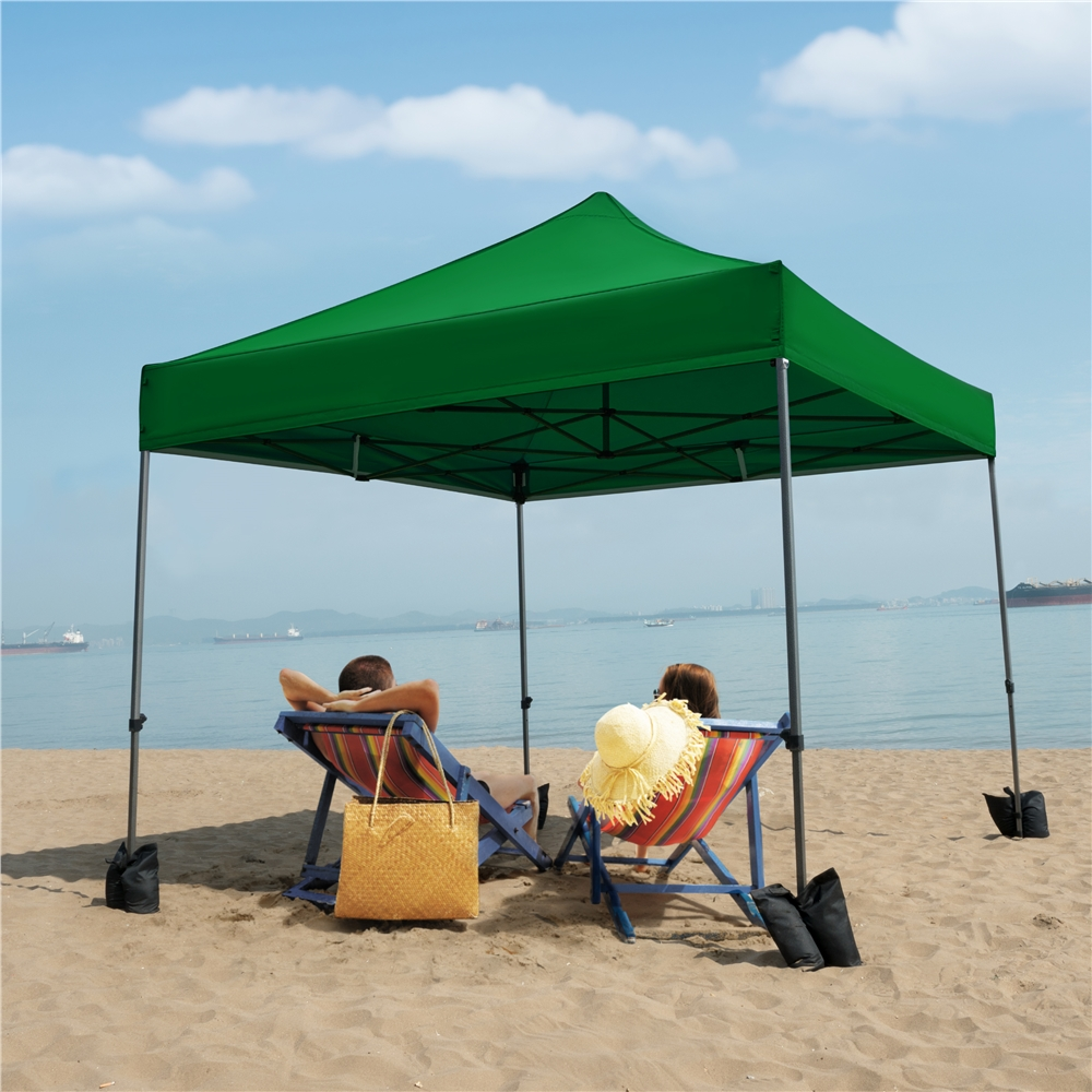 Alden Design Adjustable 10' x 10' Commercial Pop-up Canopy with Wheeled Carry Bag, Dark Green