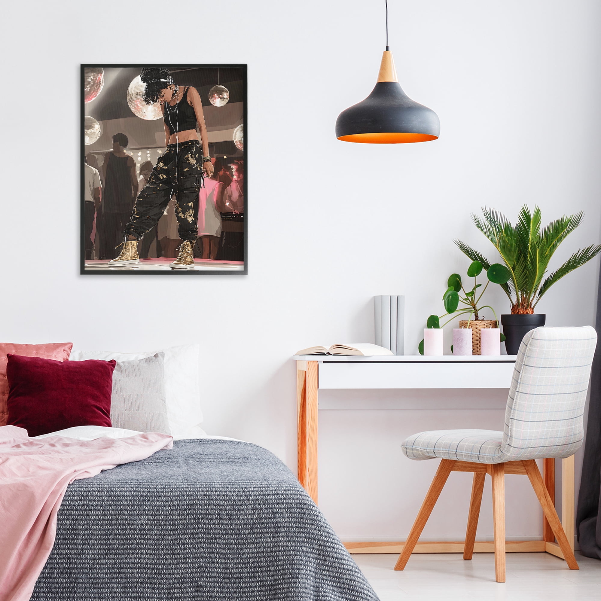 Stupell Industries Silent Disco Lone Dancer Black Framed Giclee Art, design by Franklyn Gregory