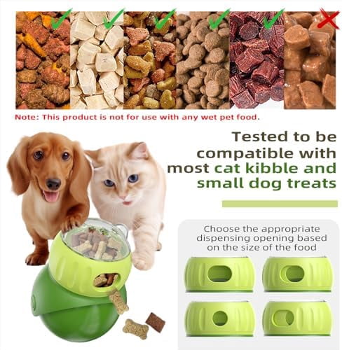 Wobble Treat Dispenser Ball for Indoor Cat & Mini Dog Enrichment Toy Interactive Slow Feeder, Kitten Stimulating Puzzle Toys