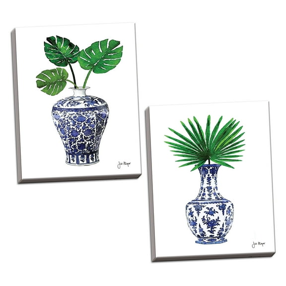 Gango Home Decor Modern In Your Vase III & IV; Two 12x16in Hand-Stretched Canvases