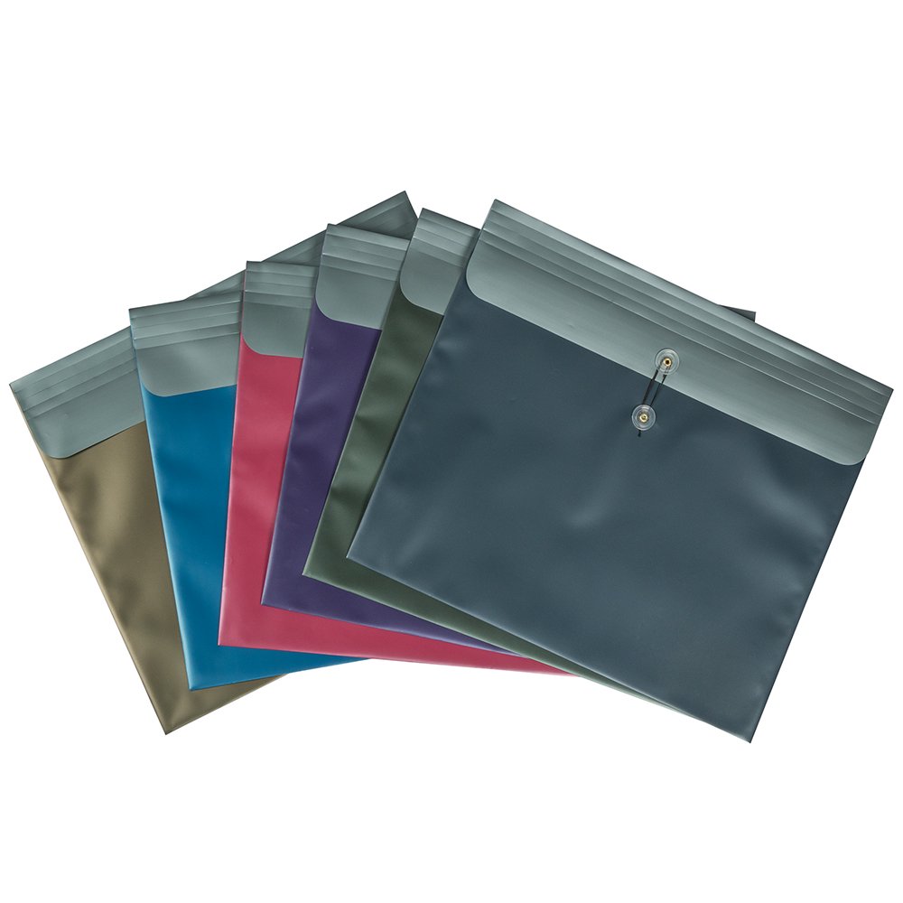 JAM Plastic Envelopes with Button & String Tie Closure, Large Booklet