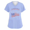 thumbnail image 4 of KDDYLITQ 250 Year American Anniversary Tshirt for Women Liberty Red White and Blue Short Sleeve Scrubs T-Shirts Vintage American Flag 4th Of July Tops Usa Star Stripes Loose V Neck Tees Light Blue L, 4 of 5