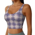 thumbnail image 2 of Kdxio Heart Check Plaid Print Workout Crop Tank Top for Women Racerback Yoga Tank Tops Athletic Sports Shirts Exercise Undershirts, 2 of 9