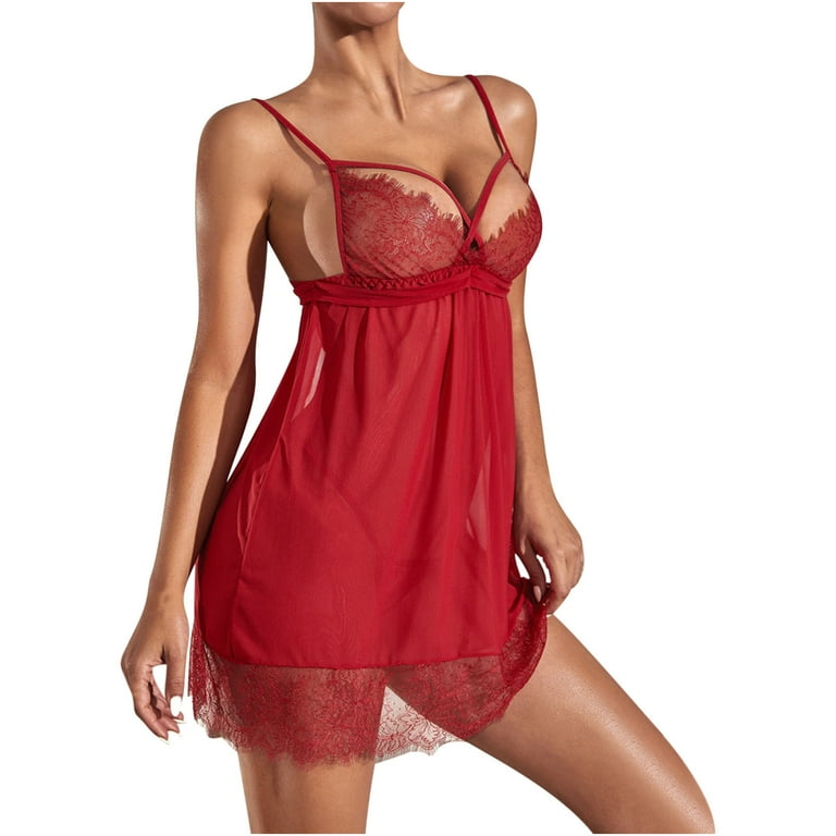  Lingerie Teddy 2023 2023 New Ladies Sexy Lace Strap Home  Nightdress Sexy Underwear (Red, One Size) : Clothing, Shoes & Jewelry