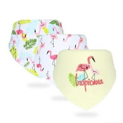 3pcs/set High Quality Baby Bibs Double Layers Cotton Infant Saliva Towel Toddler Boys Girls Cute Baby Bibs Bandanna Burp Cloth Flamingo