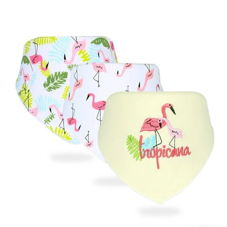 3pcs/set High Quality Baby Bibs Double Layers Cotton Infant Saliva Towel Toddler Boys Girls Cute Baby Bibs Bandanna Burp Cloth Flamingo