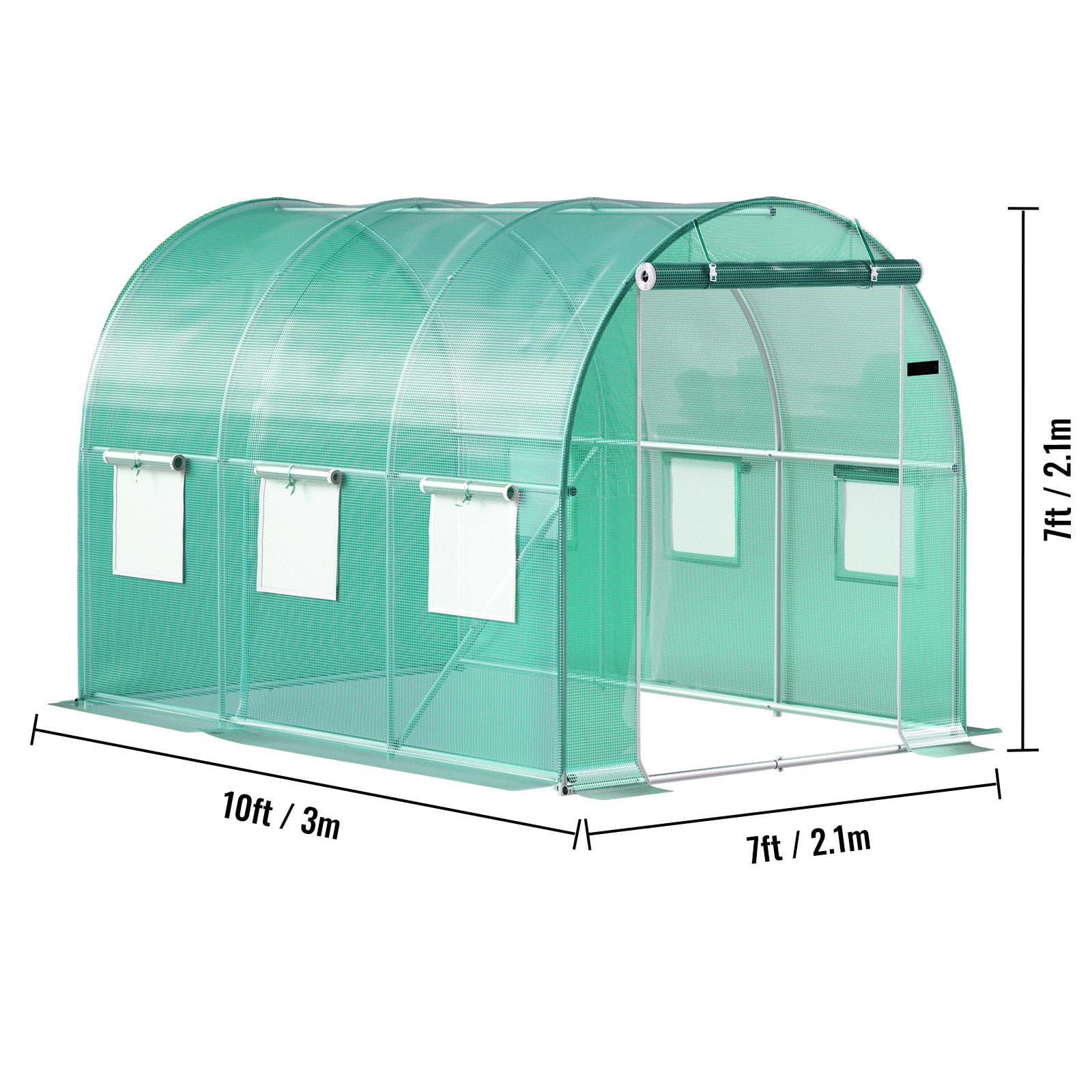VEVOR Walk-in Tunnel Greenhouse Galvanized Frame & Waterproof Cover 10x7x7 ft